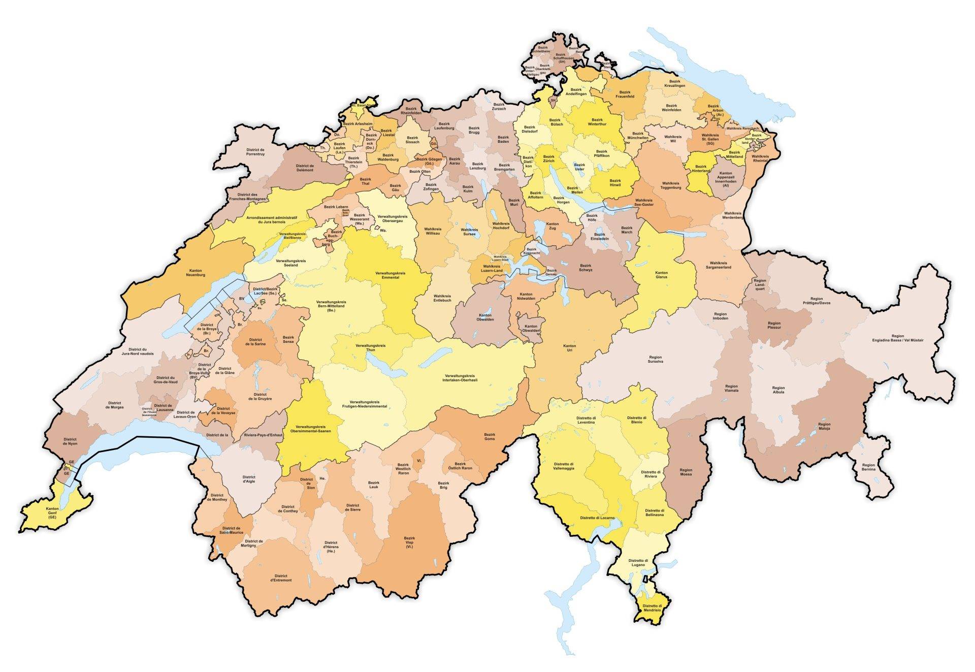 Schweizerkarte Bezirke