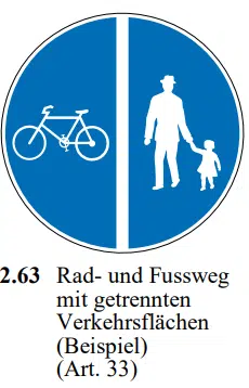 2.63 Rad- und Fussweg mit getrennten Verkehrsflächen (Beispiel) (Art. 33)