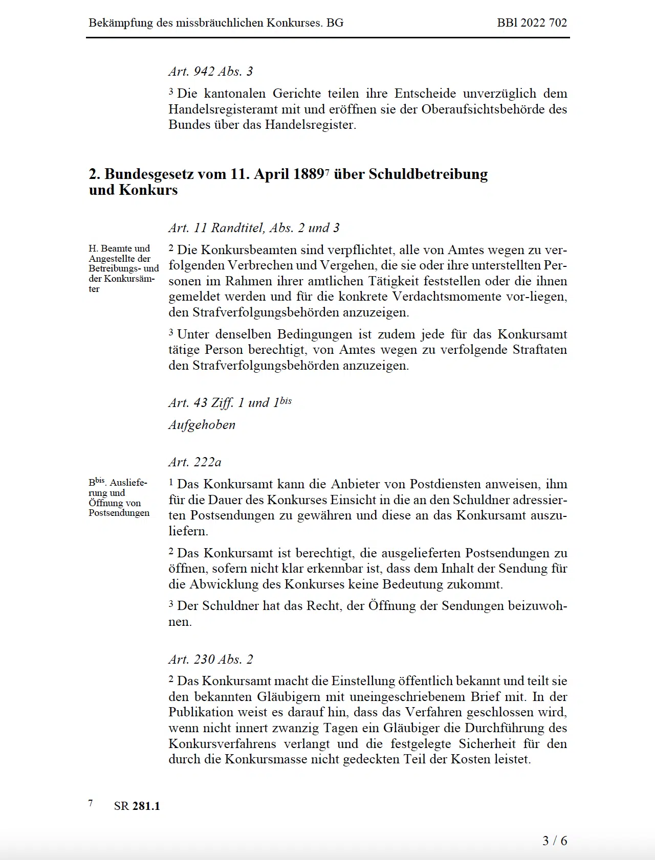 Bundesgesetz über die Bekämpfung des missbräuchlichen Konkurses - Seite 3