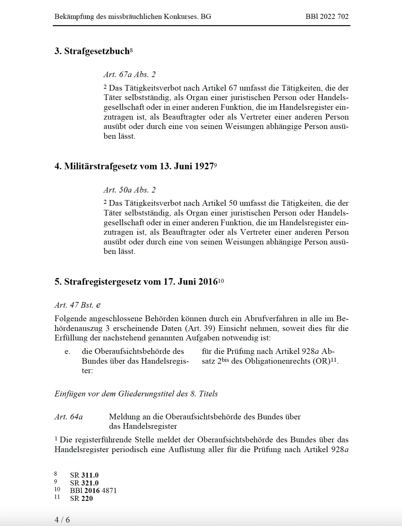 Bundesgesetz über die Bekämpfung des missbräuchlichen Konkurses - Seite 4